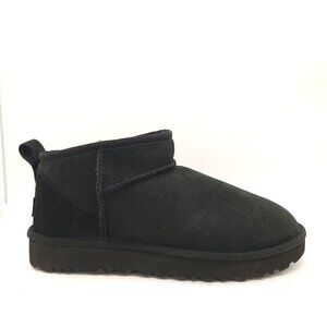 NEW UGG Bootie Classic Ultra Mini Boots Womens 11 Black Suede Winter Cozy Fur